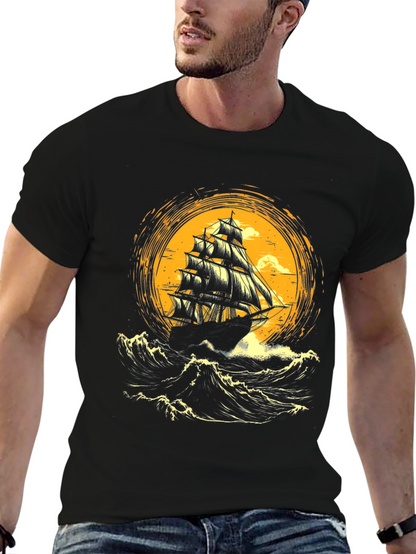 Sailing Ship Graphic Tee - Bold Nautical Design