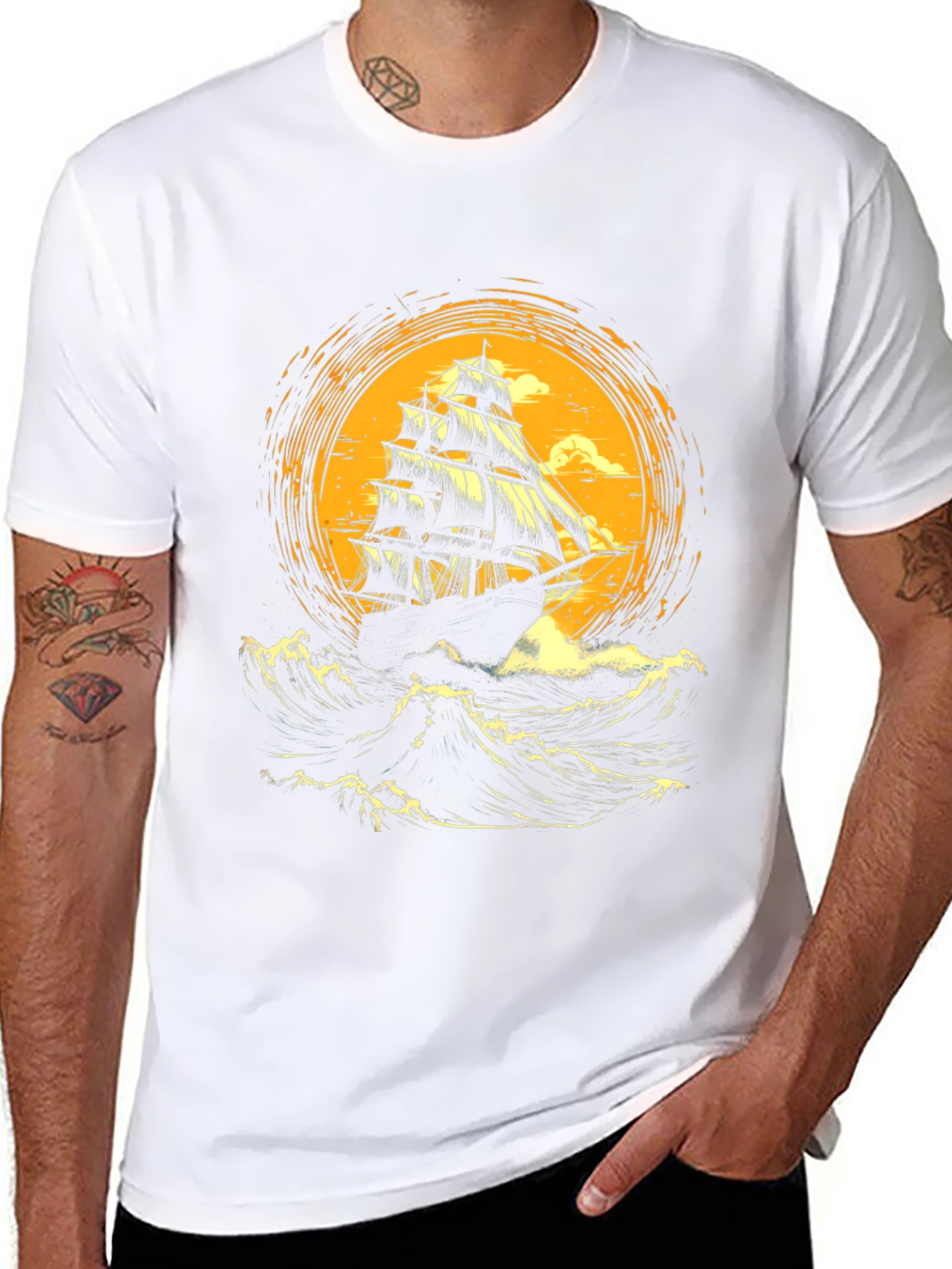 Sailing Ship Graphic Tee - Bold Nautical Design