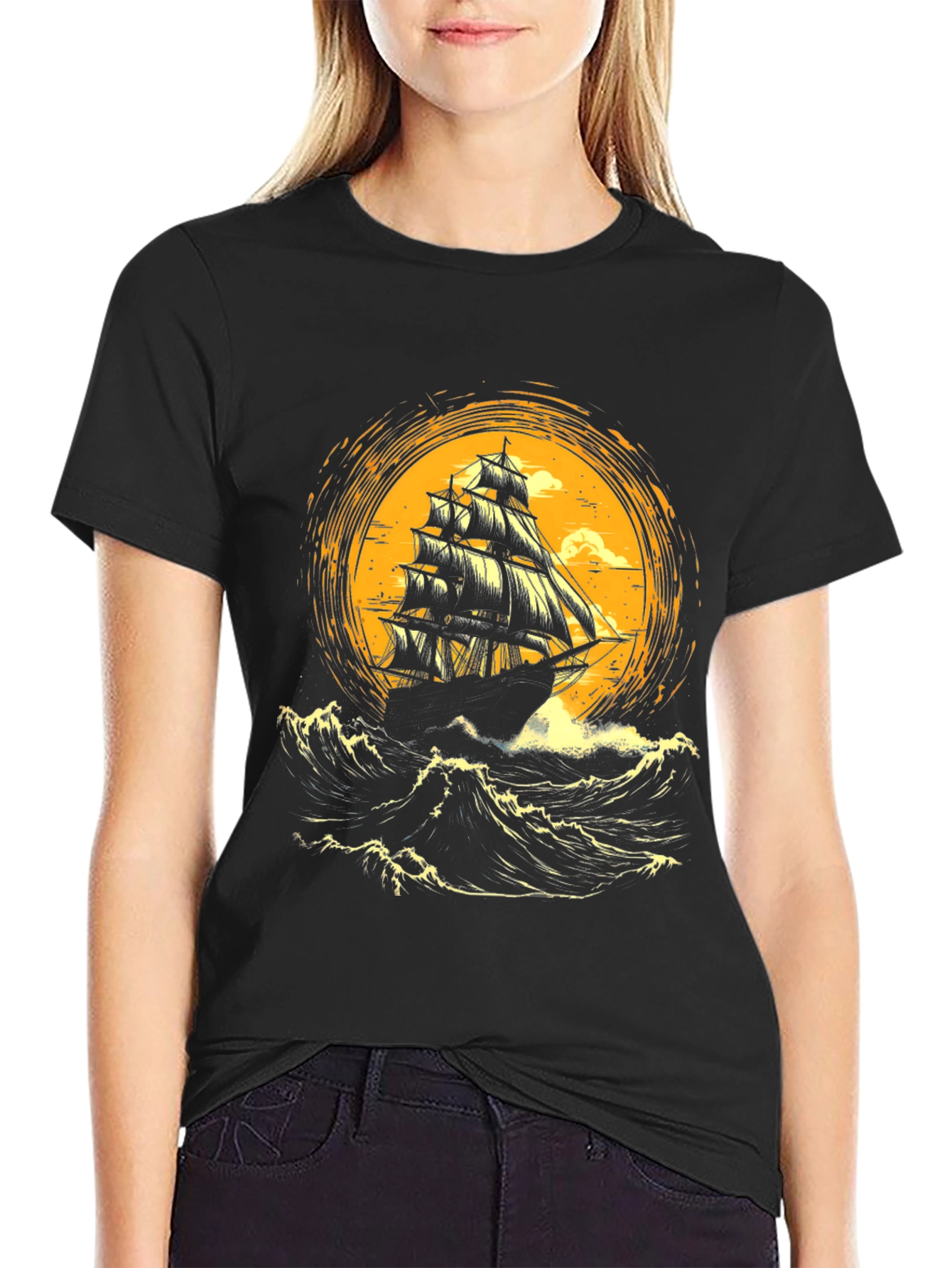 Sailing Ship Graphic Tee - Bold Nautical Design