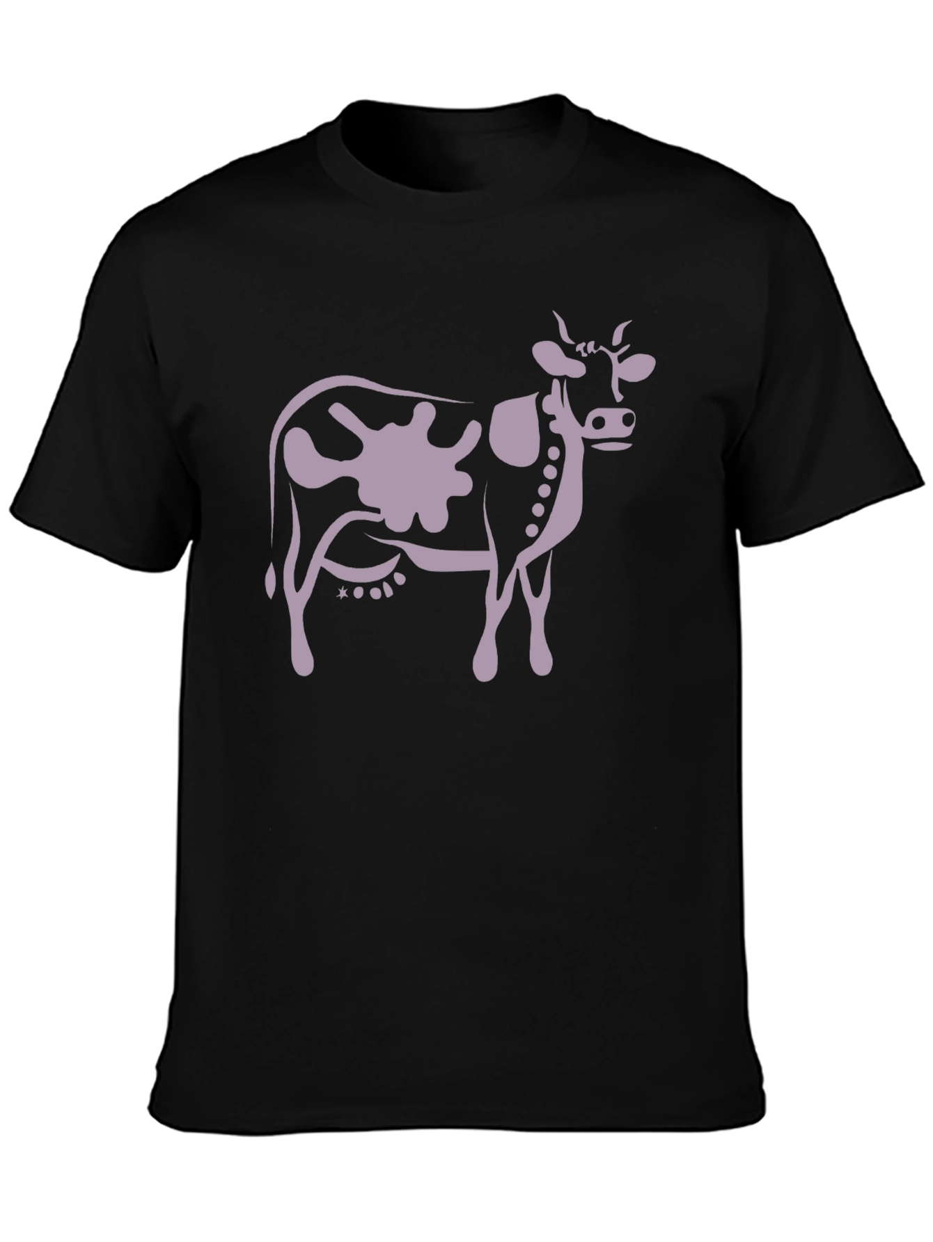 Cow Print T-Shirt - Black Casual Tee