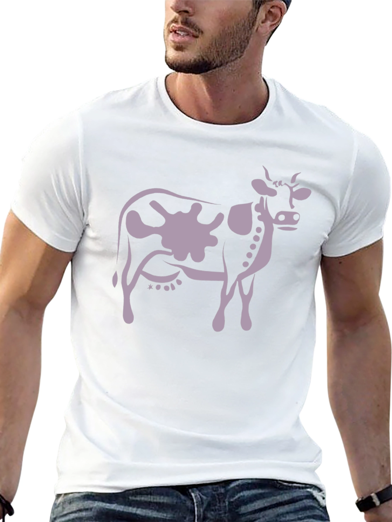 Cow Print T-Shirt - Black Casual Tee