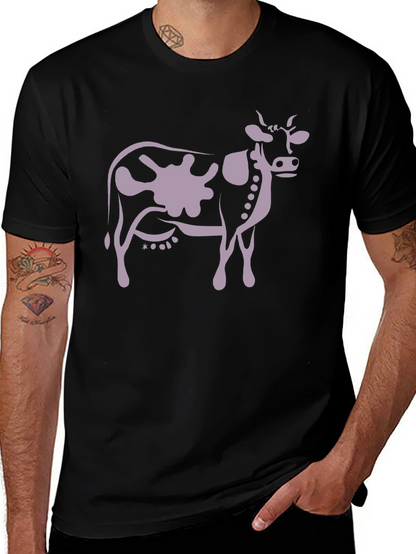 Cow Print T-Shirt - Black Casual Tee