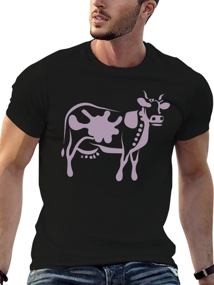 Cow Print T-Shirt - Black Casual Tee