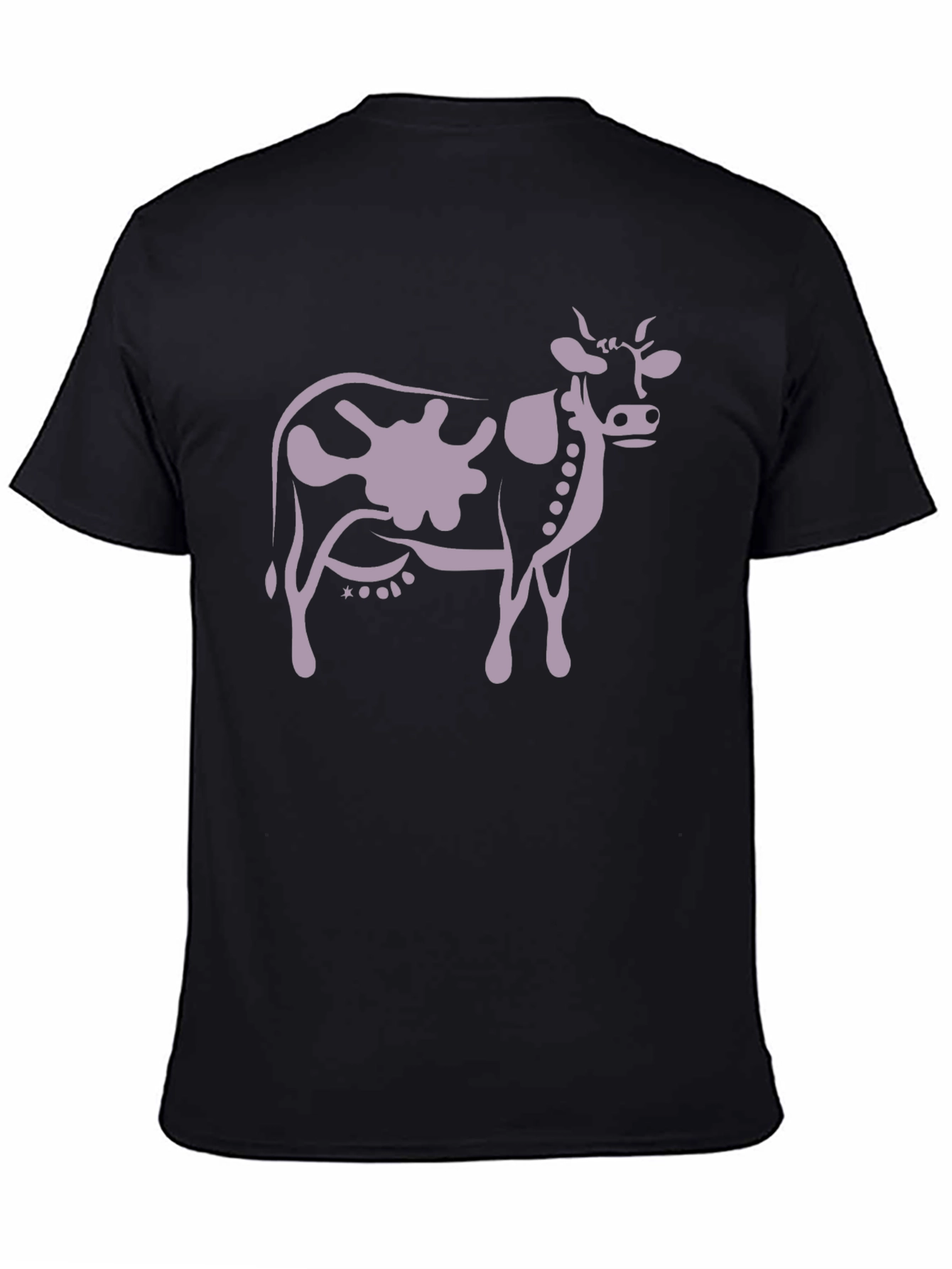 Cow Print T-Shirt - Black Casual Tee