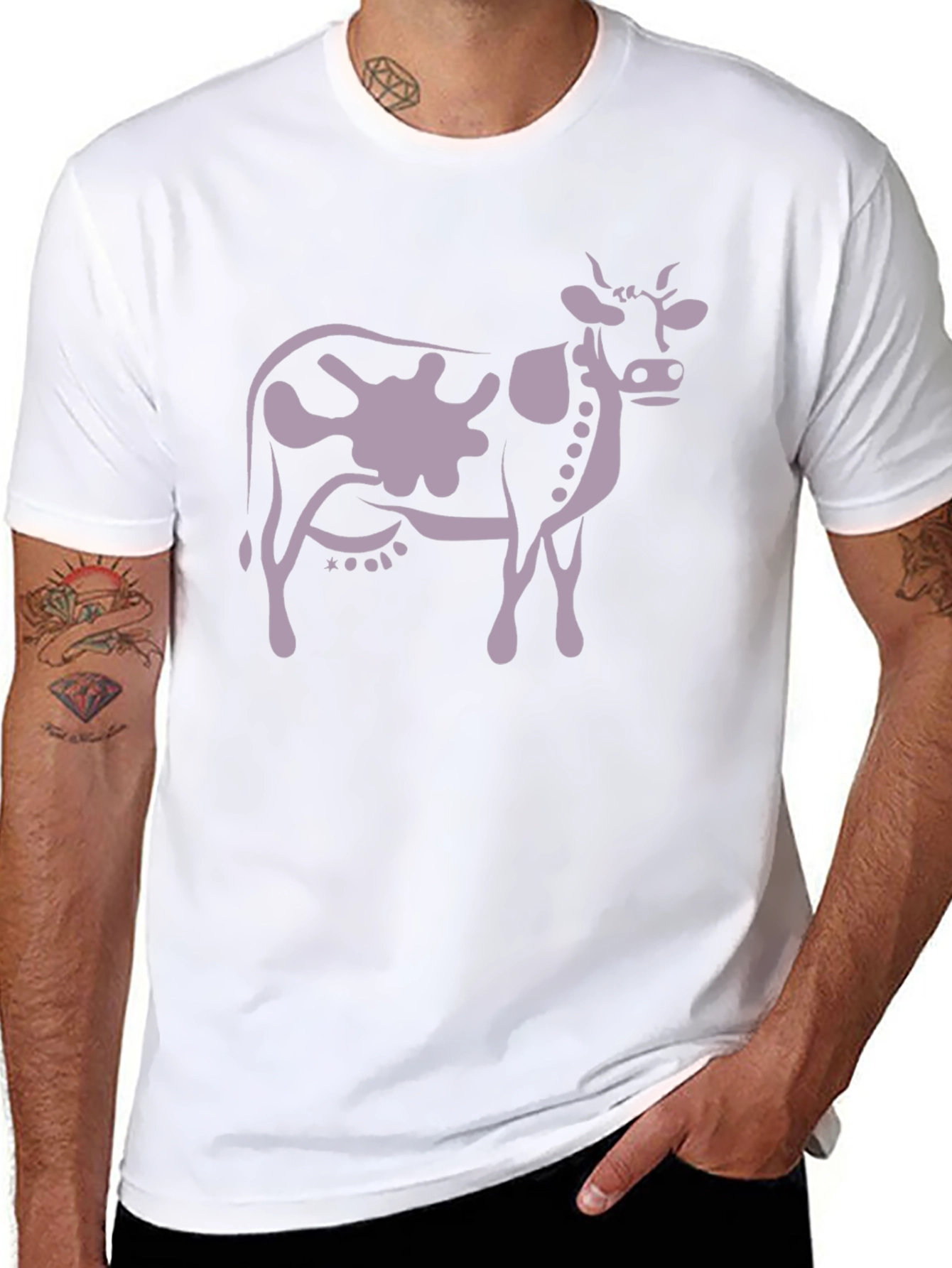 Cow Print T-Shirt - Black Casual Tee