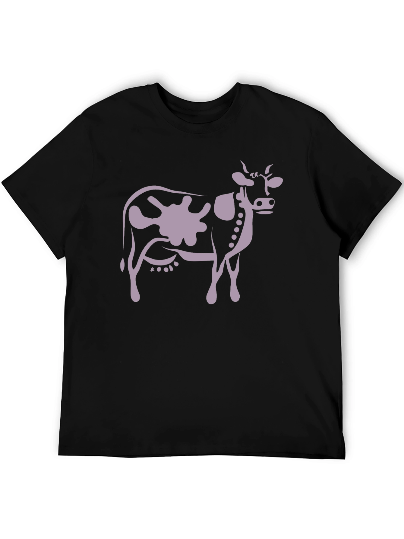Cow Print T-Shirt - Black Casual Tee