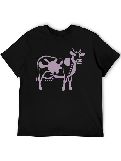 Cow Print T-Shirt - Black Casual Tee