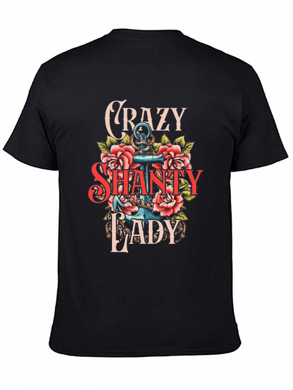 Crazy Shanty Lady T-Shirt: Anchor & Rose Design