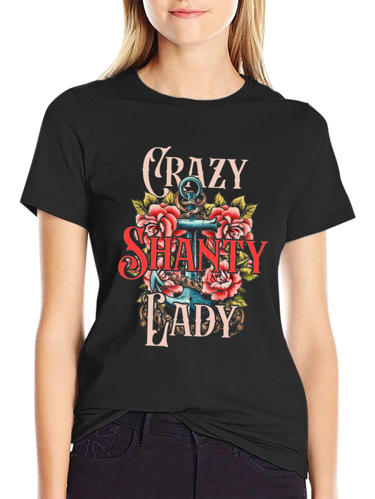 Crazy Shanty Lady T-Shirt: Anchor & Rose Design
