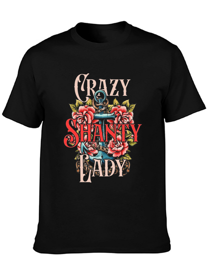 Crazy Shanty Lady T-Shirt: Anchor & Rose Design