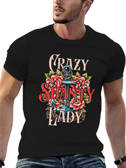 Crazy Shanty Lady T-Shirt: Anchor & Rose Design