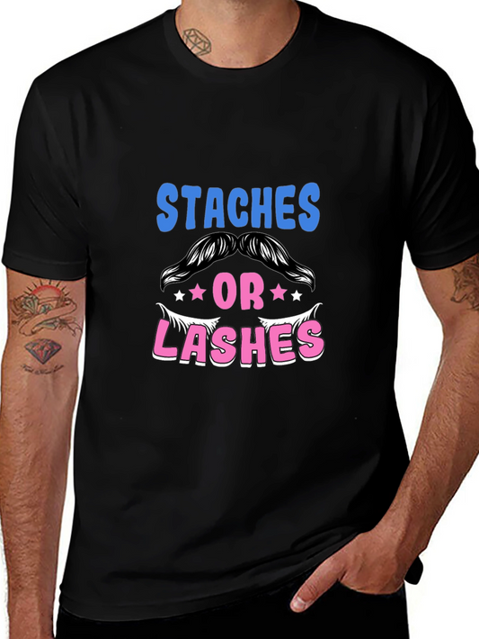 Staches or Lashes Gender Reveal T-Shirt