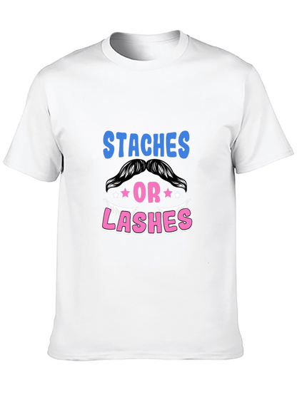 Staches or Lashes Gender Reveal T-Shirt