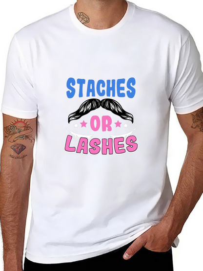 Staches or Lashes Gender Reveal T-Shirt