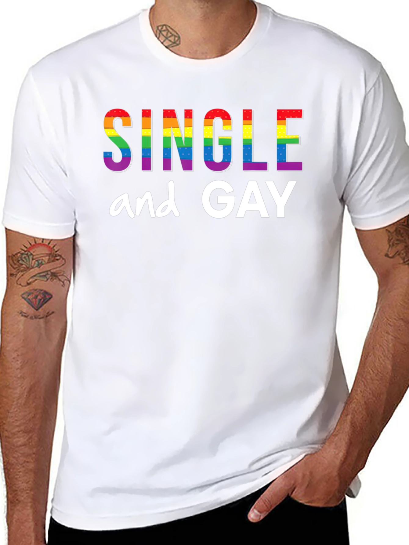Single and Gay Pride Rainbow T-Shirt