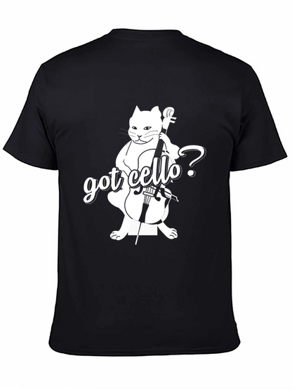 Got Cello? Black T-Shirt with Cat Design