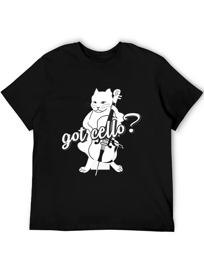 Got Cello? Black T-Shirt with Cat Design