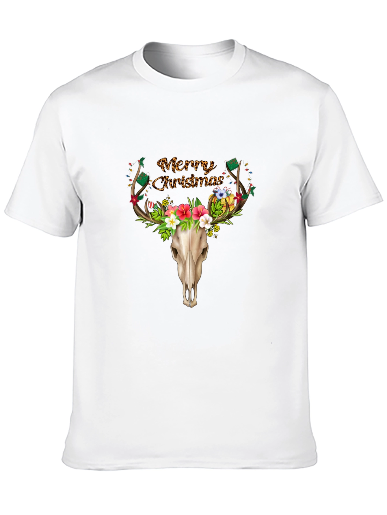 Merry Christmas Deer Skull T-Shirt