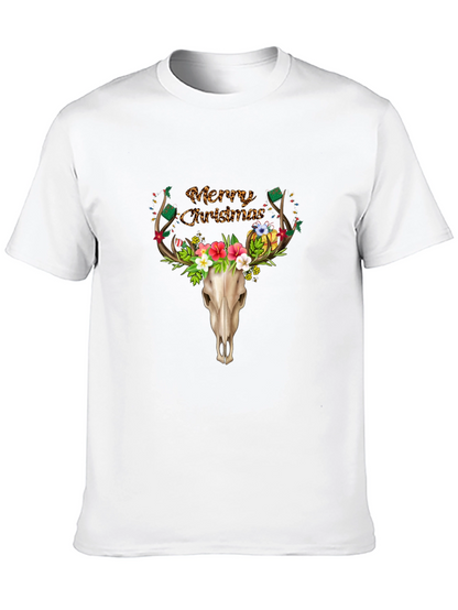 Merry Christmas Deer Skull T-Shirt