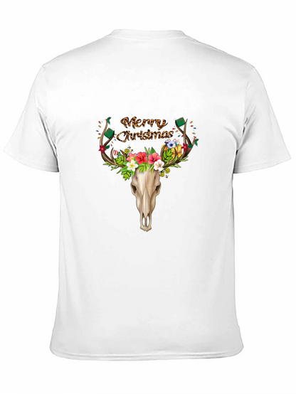 Merry Christmas Deer Skull T-Shirt