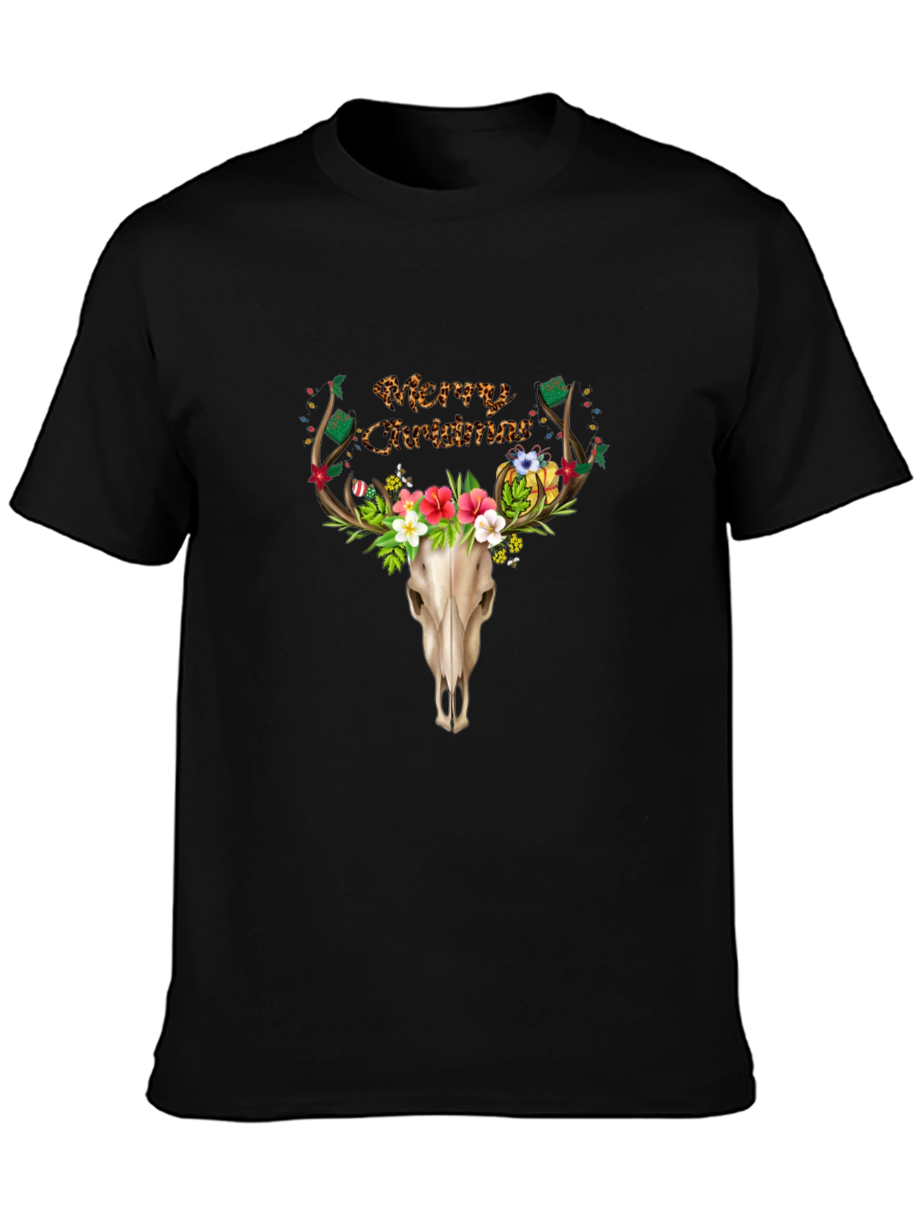 Merry Christmas Deer Skull T-Shirt