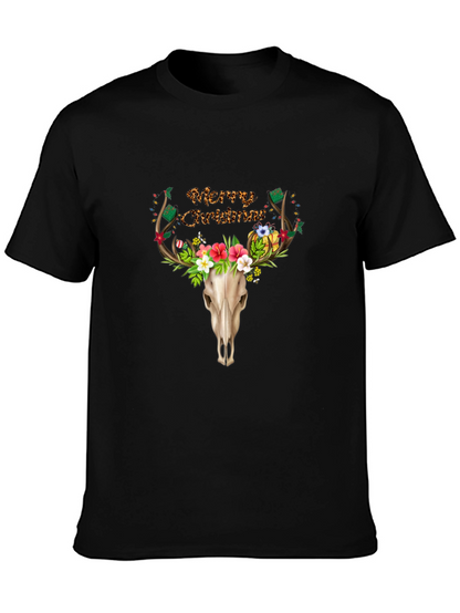 Merry Christmas Deer Skull T-Shirt
