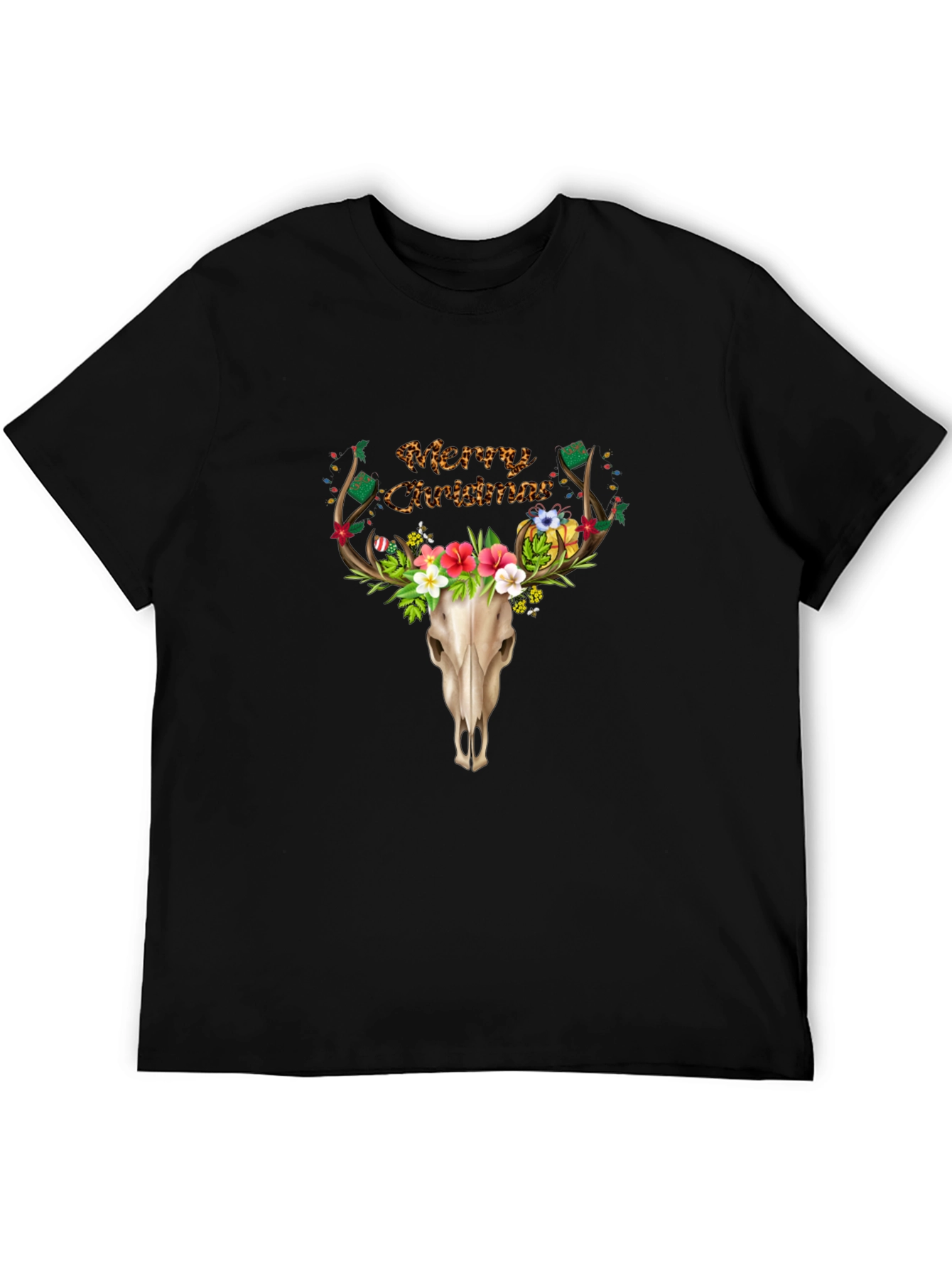 Merry Christmas Deer Skull T-Shirt