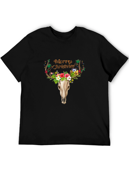 Merry Christmas Deer Skull T-Shirt