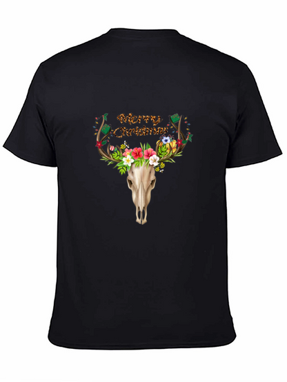 Merry Christmas Deer Skull T-Shirt