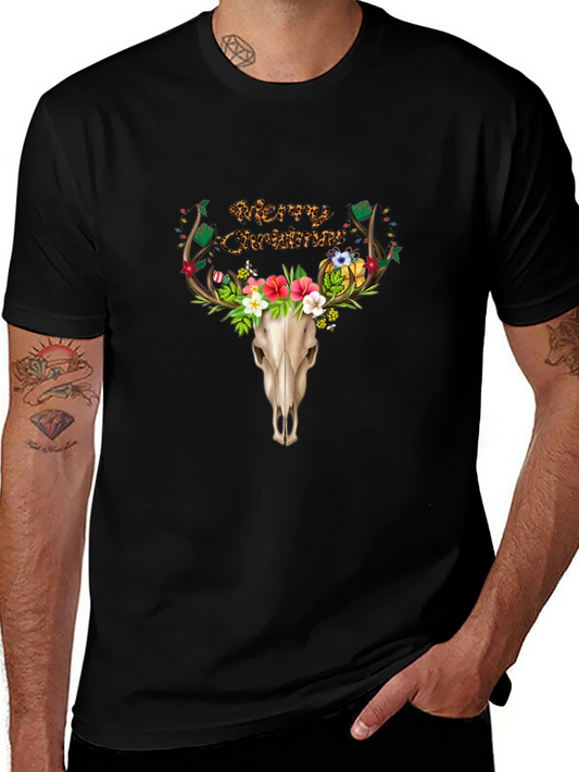 Merry Christmas Deer Skull T-Shirt