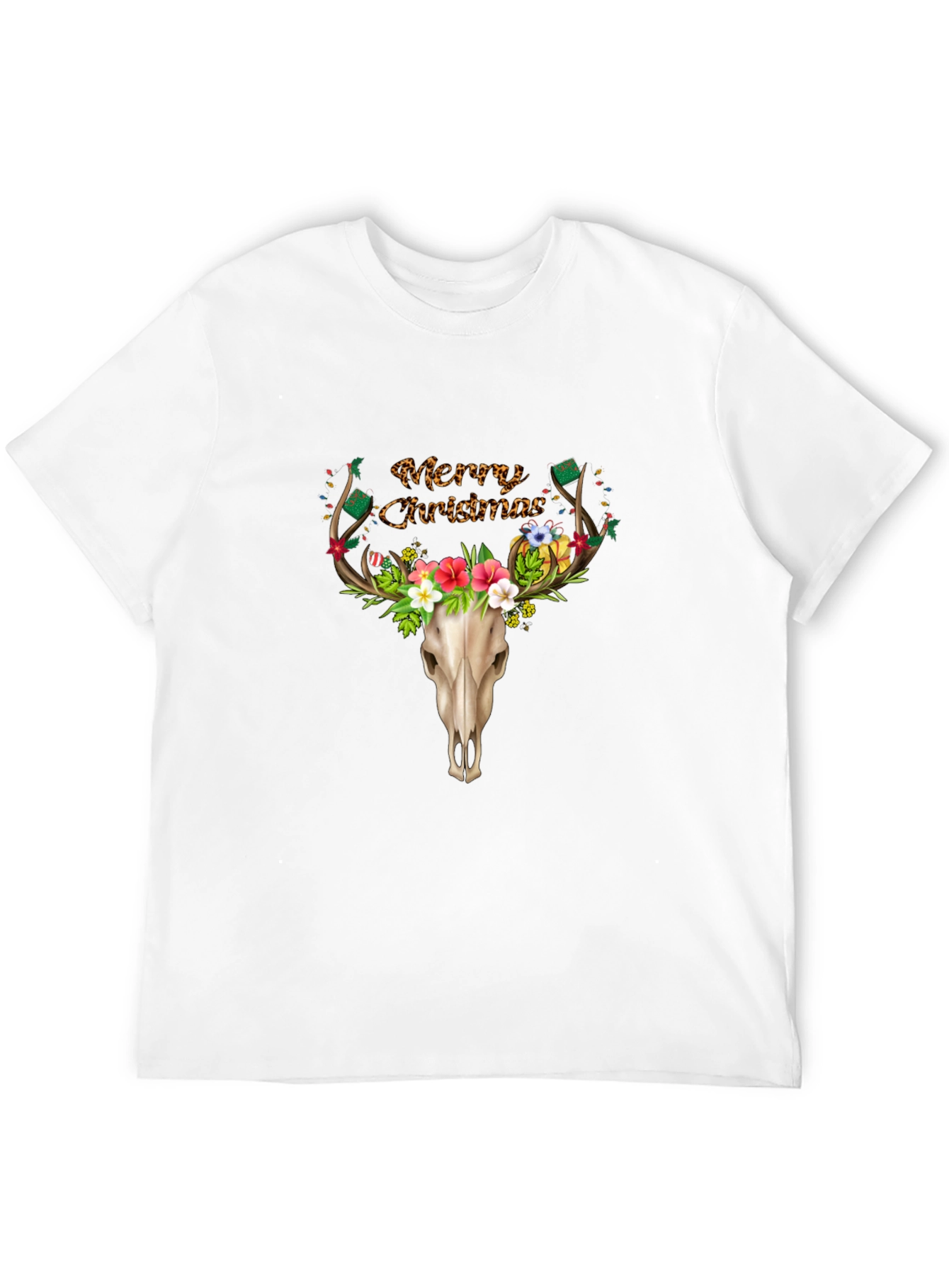 Merry Christmas Deer Skull T-Shirt
