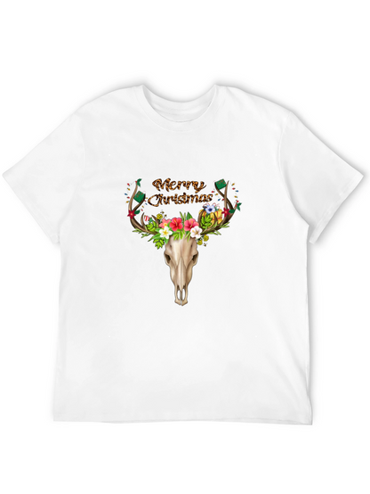 Merry Christmas Deer Skull T-Shirt