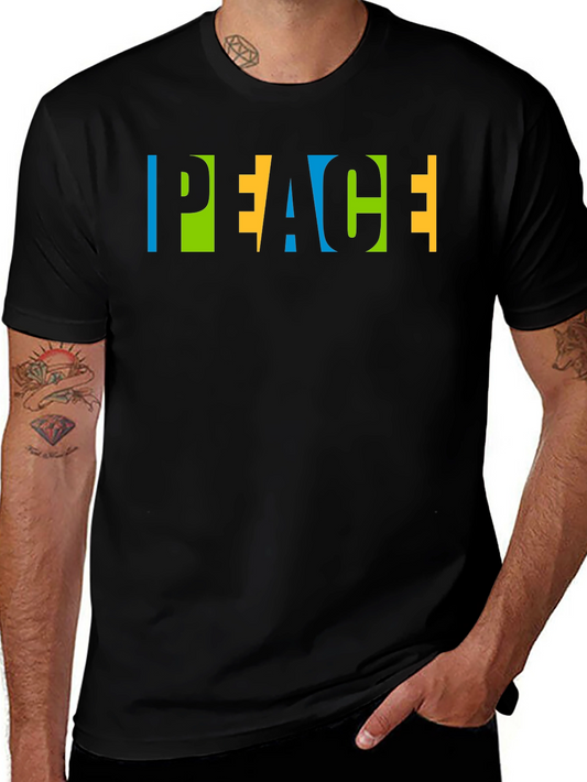 Peace Graphic Tee - Black Short Sleeve Crew Neck T-Shirt