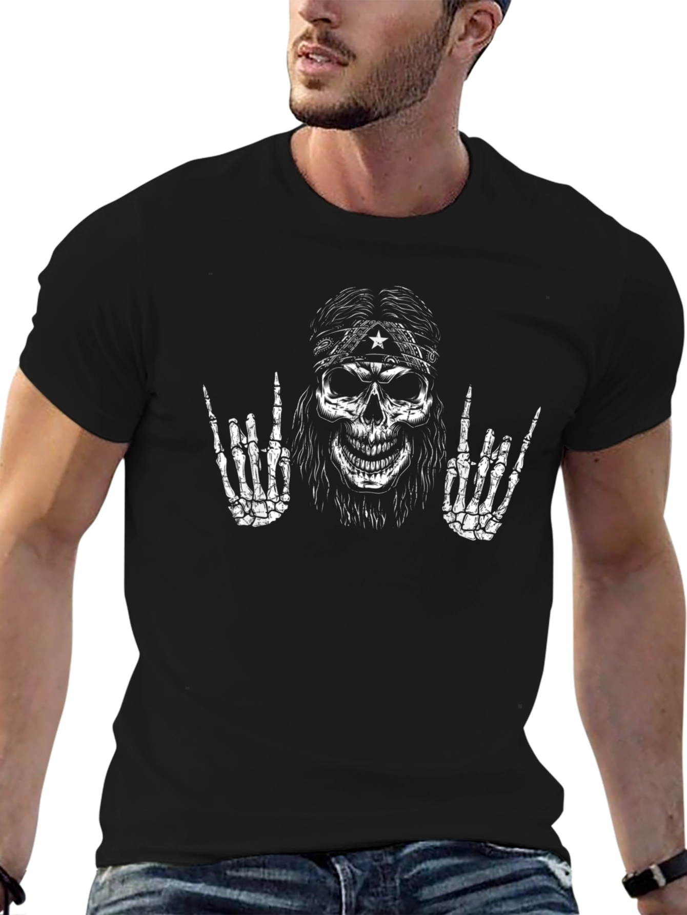 Rock n Roll Skeleton T-Shirt - Black