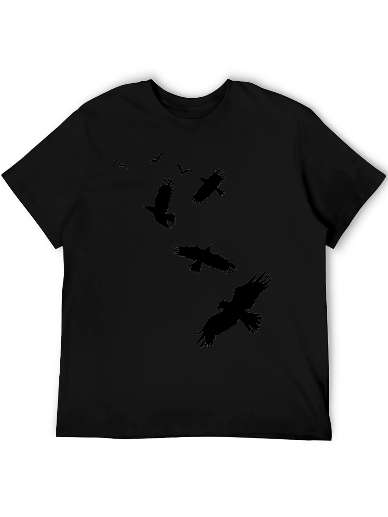 Raven Silhouette Print Black Crew Neck T-Shirt