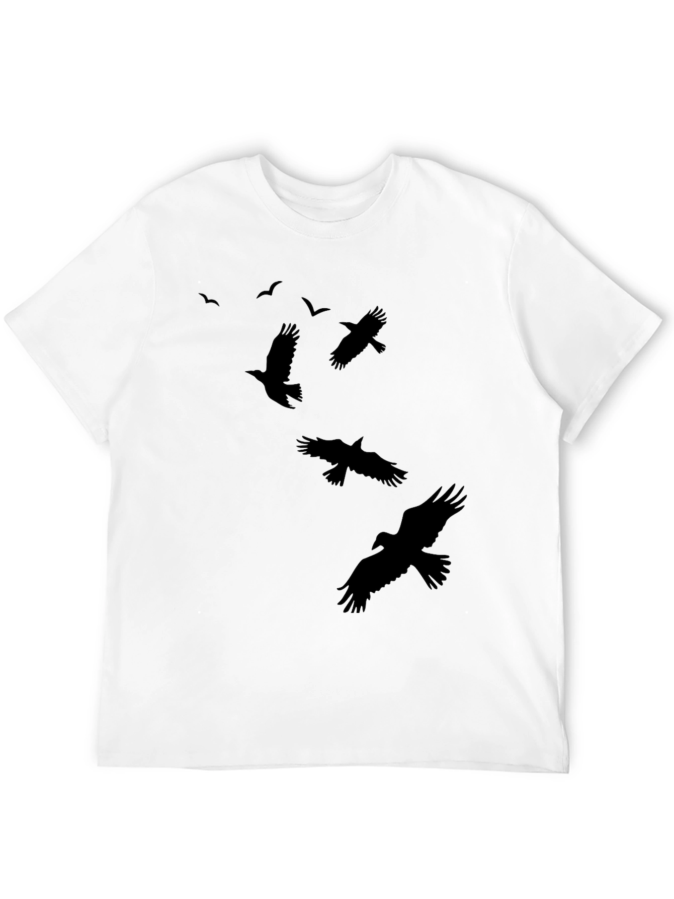 Raven Silhouette Print Black Crew Neck T-Shirt