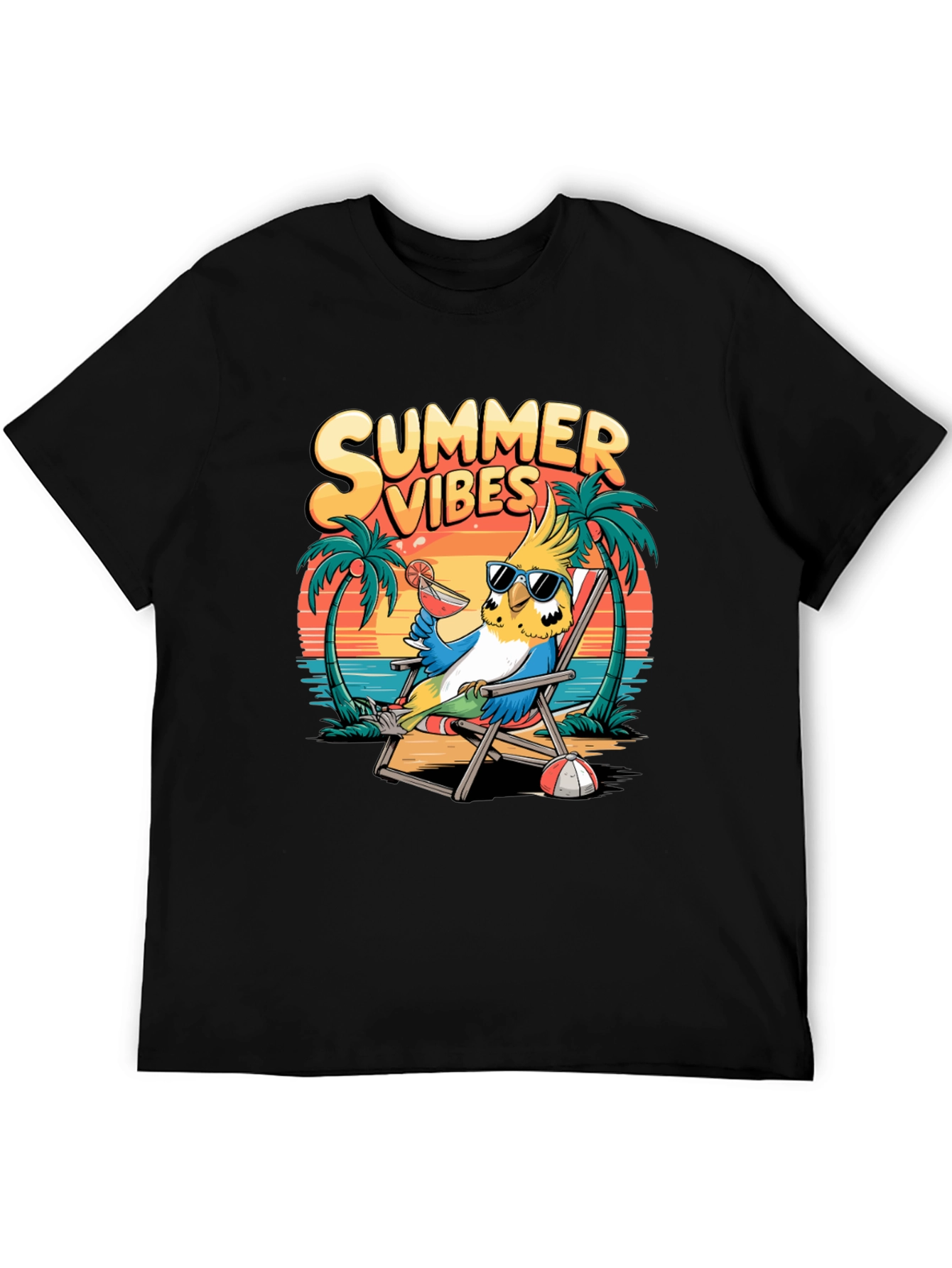 Summer Vibes Parrot Graphic T-Shirt