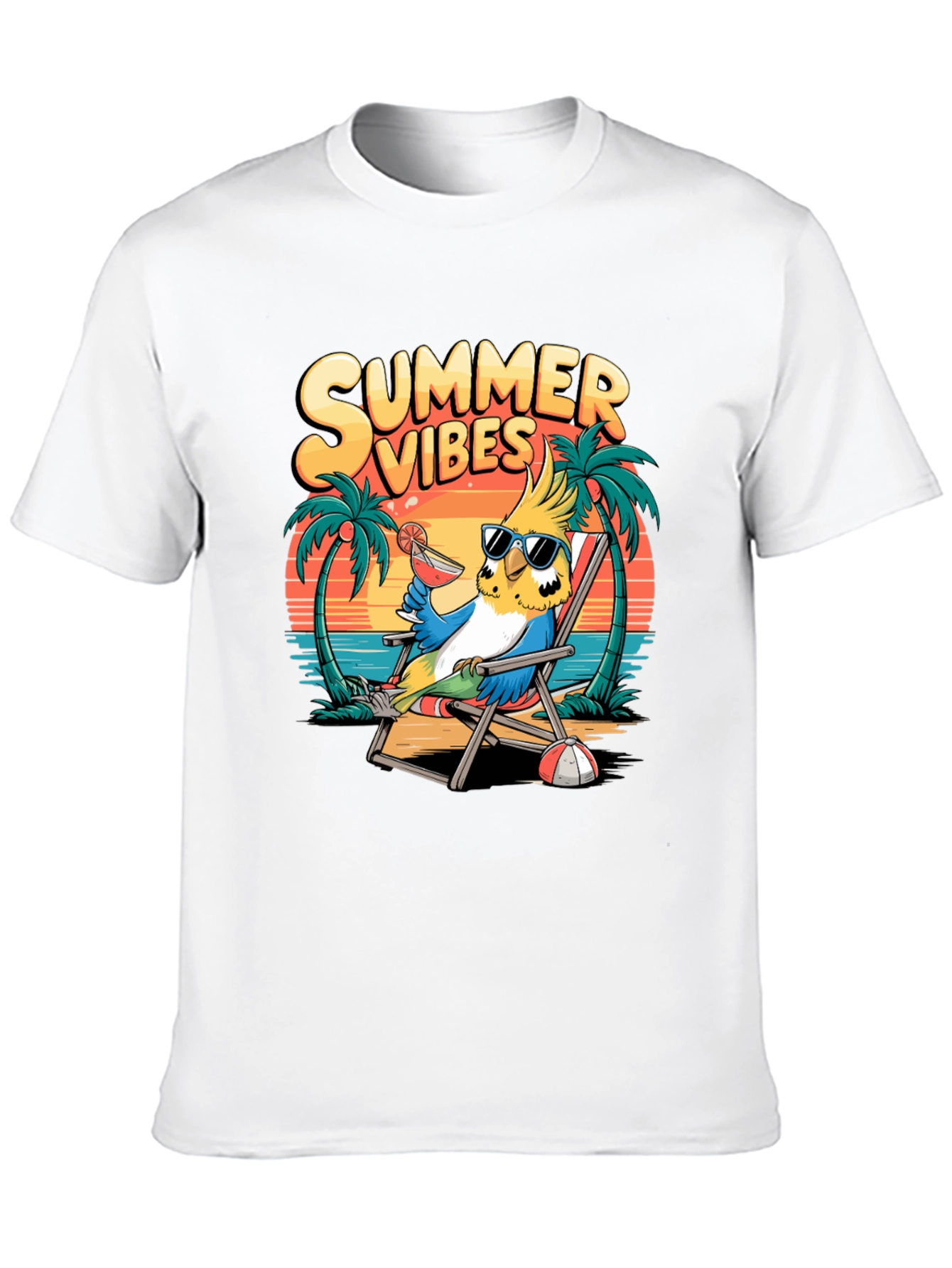 Summer Vibes Parrot Graphic T-Shirt