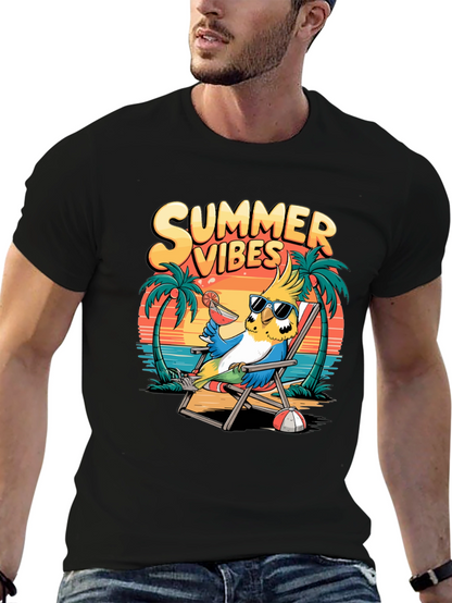 Summer Vibes Parrot Graphic T-Shirt