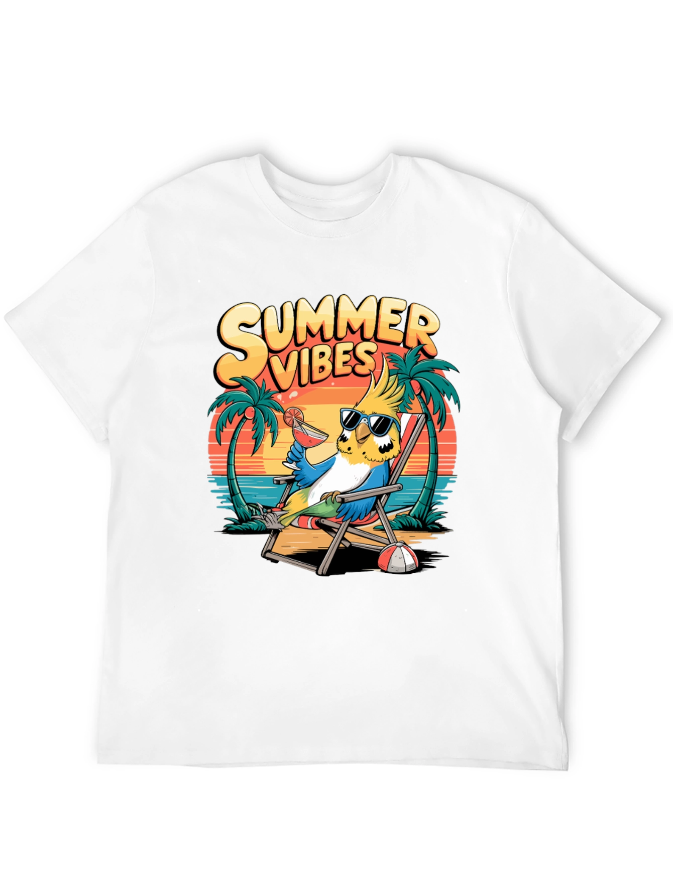 Summer Vibes Parrot Graphic T-Shirt