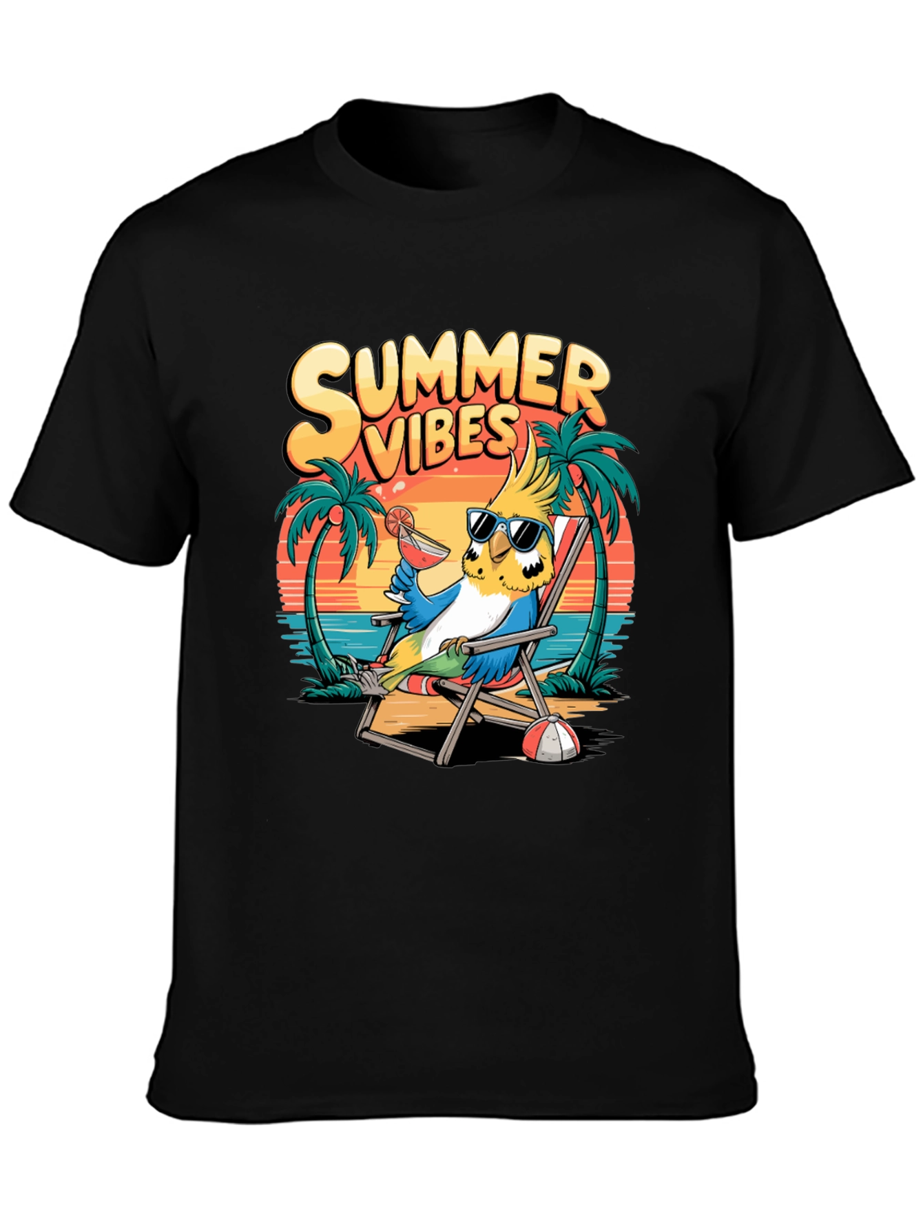 Summer Vibes Parrot Graphic T-Shirt