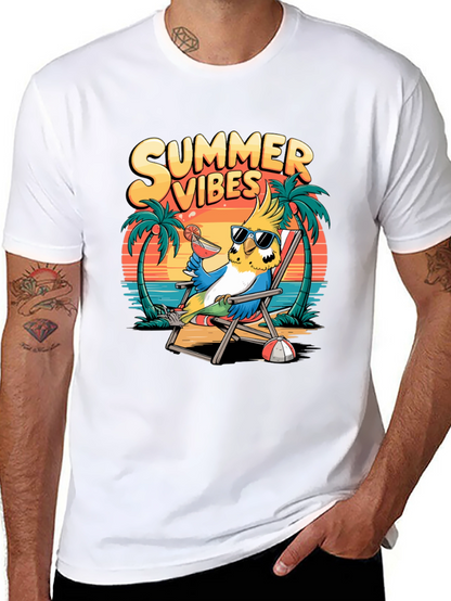 Summer Vibes Parrot Graphic T-Shirt