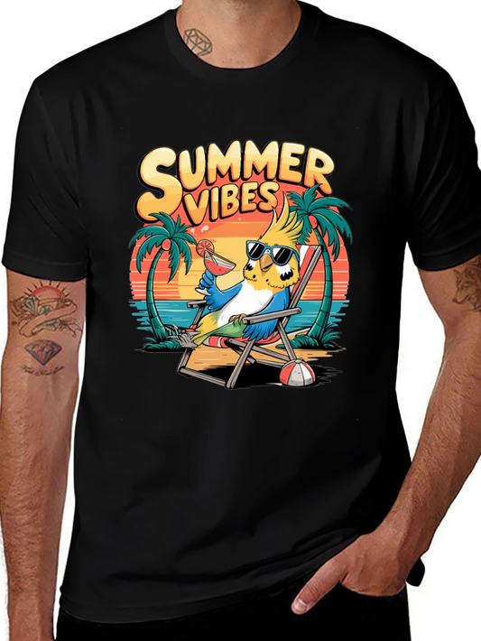 Summer Vibes Parrot Graphic T-Shirt