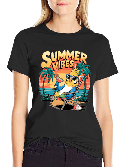 Summer Vibes Parrot Graphic T-Shirt