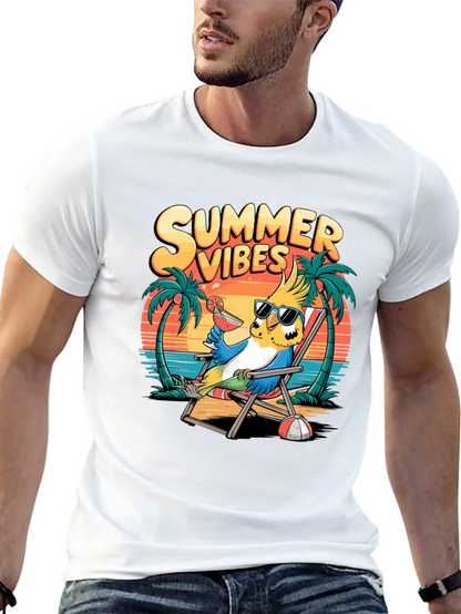 Summer Vibes Parrot Graphic T-Shirt