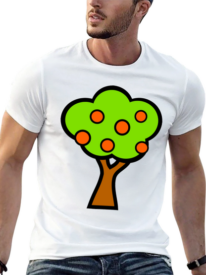Orange Tree Graphic Tee - Black Cotton T-Shirt