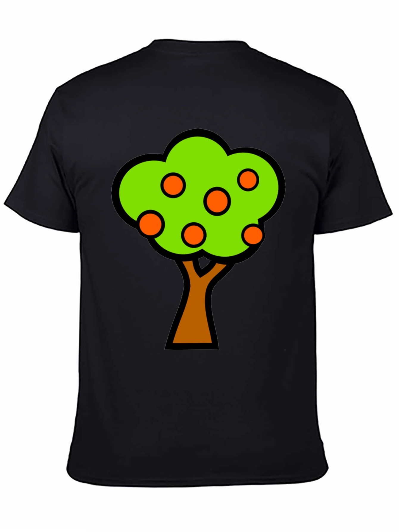 Orange Tree Graphic Tee - Black Cotton T-Shirt