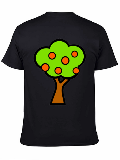 Orange Tree Graphic Tee - Black Cotton T-Shirt