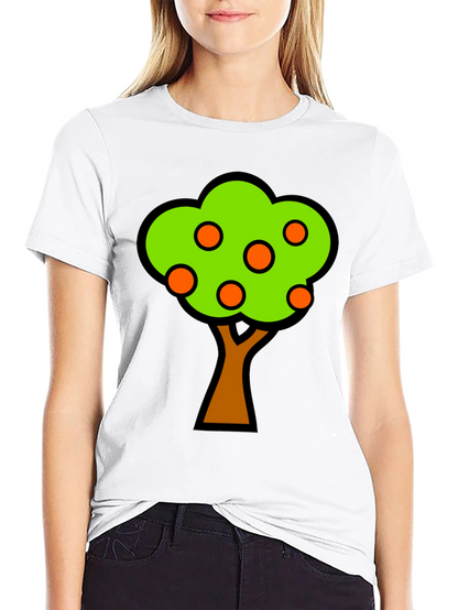 Orange Tree Graphic Tee - Black Cotton T-Shirt