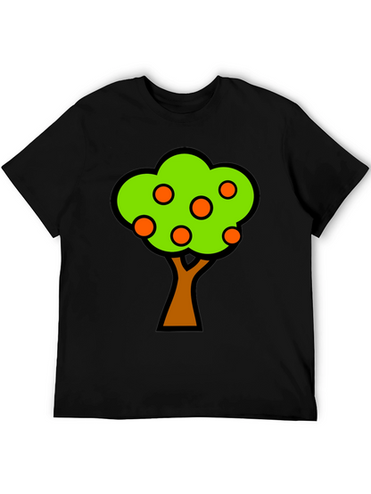 Orange Tree Graphic Tee - Black Cotton T-Shirt